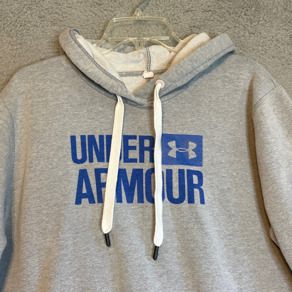 Under Armour Hoodie Sweatshirt XL Extra Large Pullover Blue Logo Athleisure - Picture 2 of 7